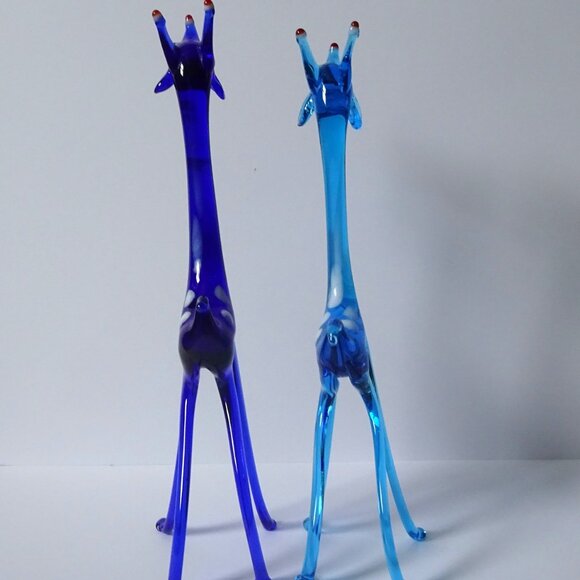 Tall Vintage Blue Glass Giraffes - Picture 4 of 7